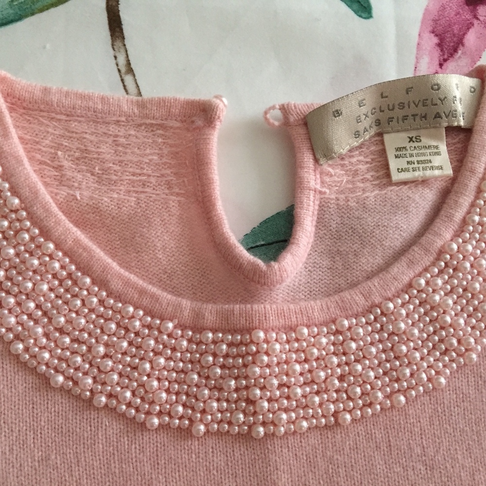 cashmere sweater w beading xs